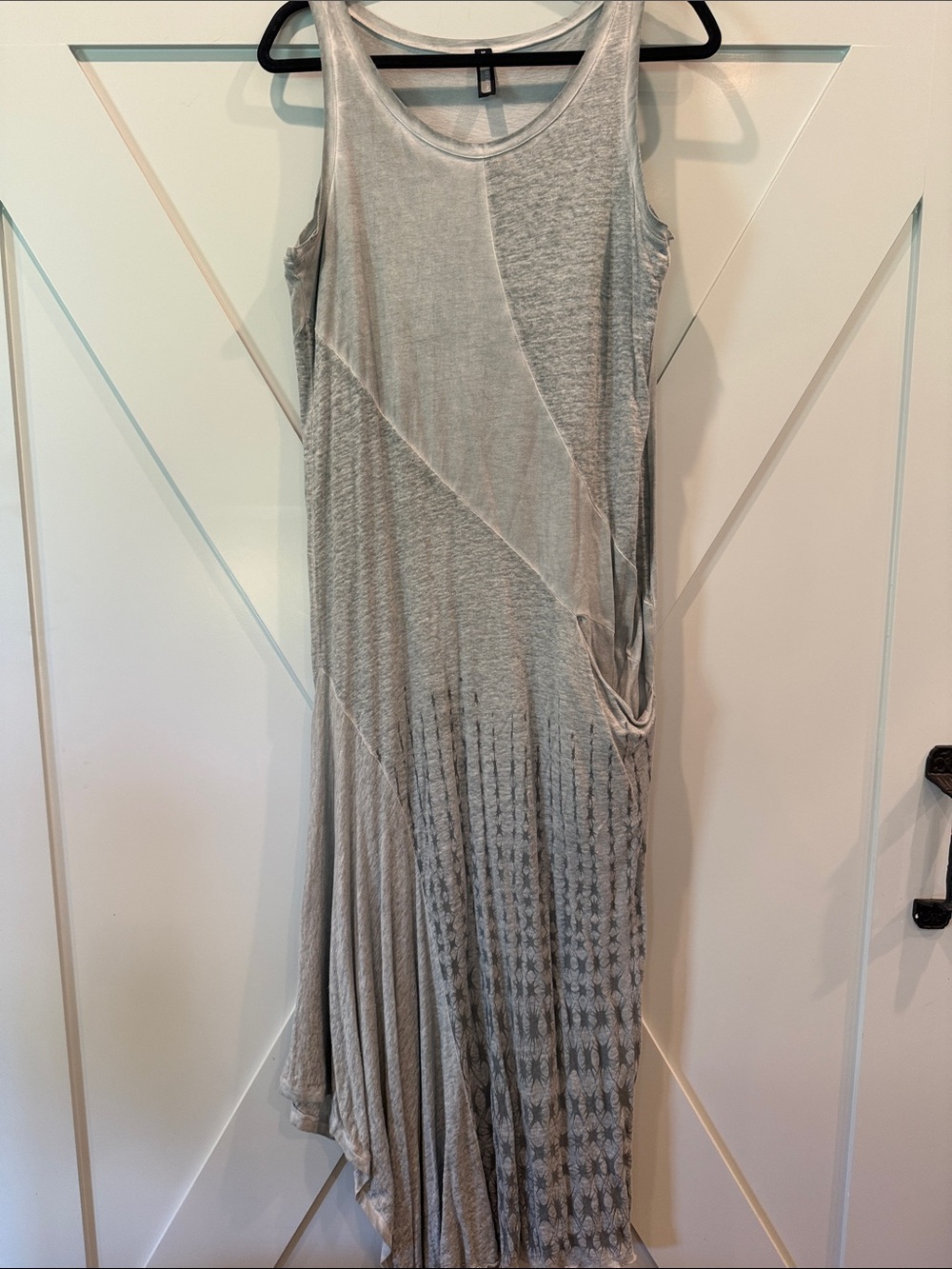 Asymmetrical Light Gray Sleeveless Maxi Dress - Picture 1 of 9